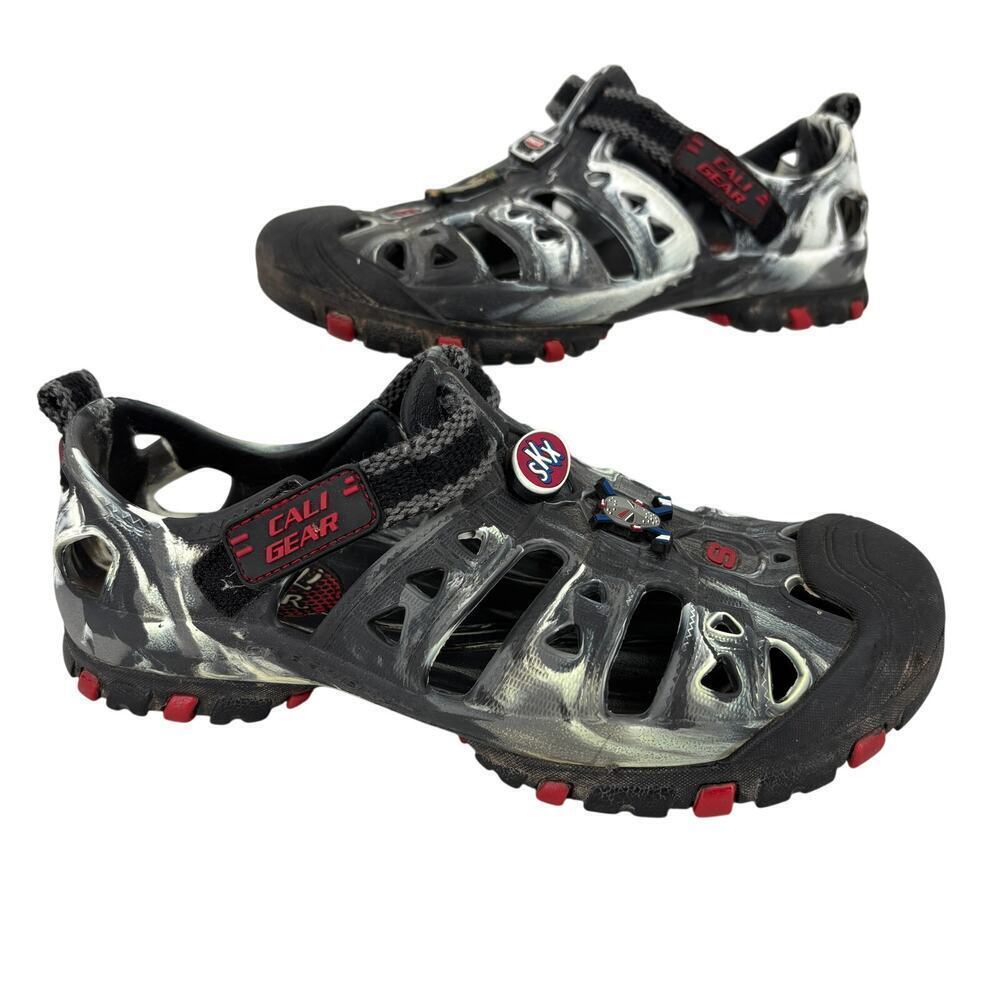 Skechers Cali Gear Sandals Boys Size 4 Black‎ Camo SKX Water Shoes Adjustable